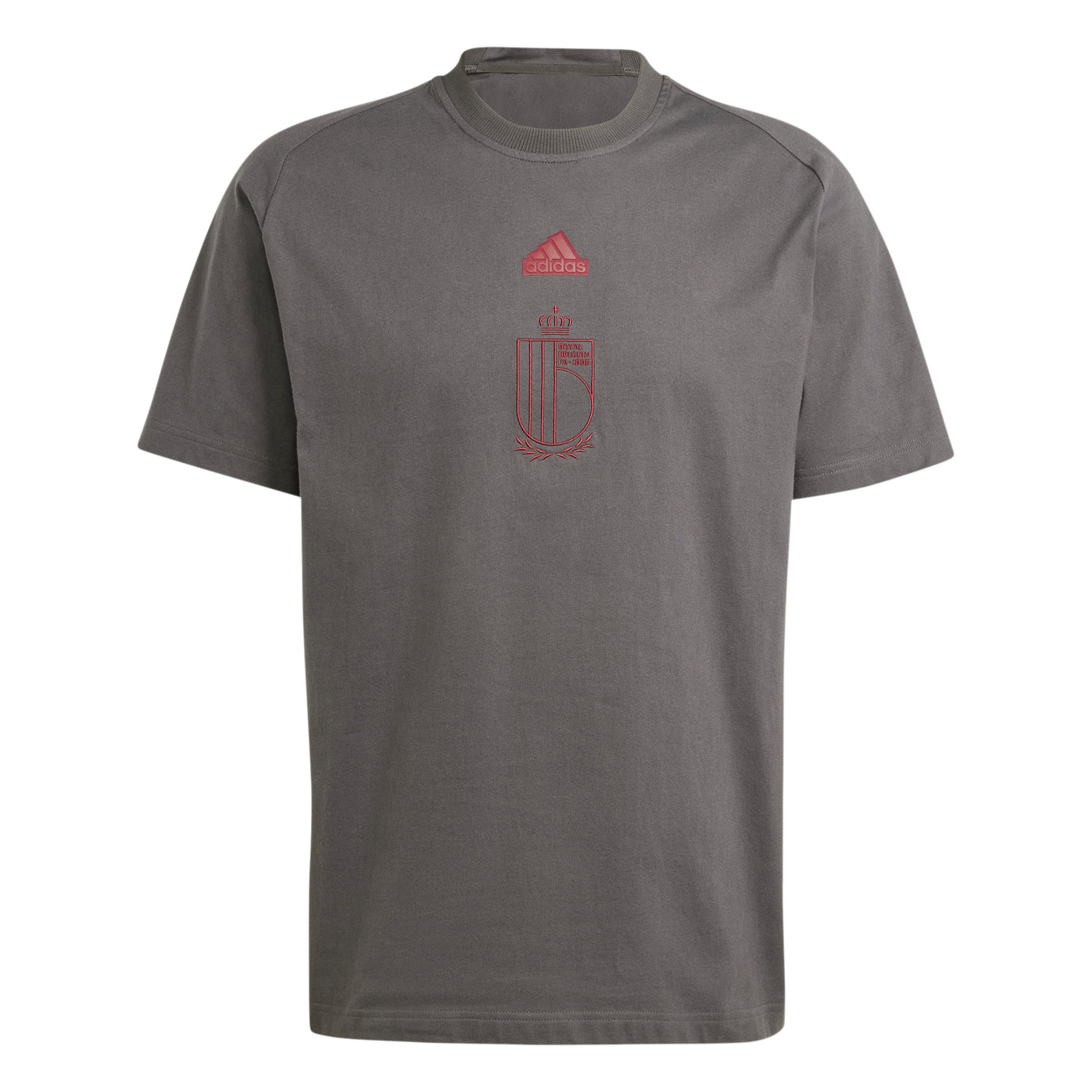 ADI BELGIË EURO24 TRAVEL TEE GREY/BURGUNDY