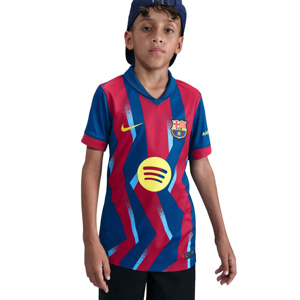 NIKE JR BARCELONA 25-26 FOURTH JERSEY GYM BLUE/SALSA RED