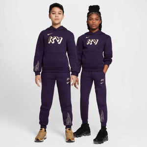 NIKE JR MBAPPE CLUB FLEECE PANT GRAND PURPLE/IVORY