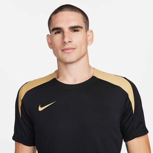 NIKE DRI-FIT STRIKE SS TOP BLACK/JERSEY GOLD/METALL