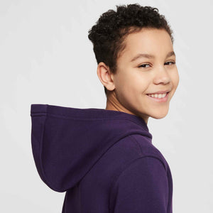 NIKE JR MBAPPE CLUB FLEECE HOODY GRAND PURPLE/IVORY