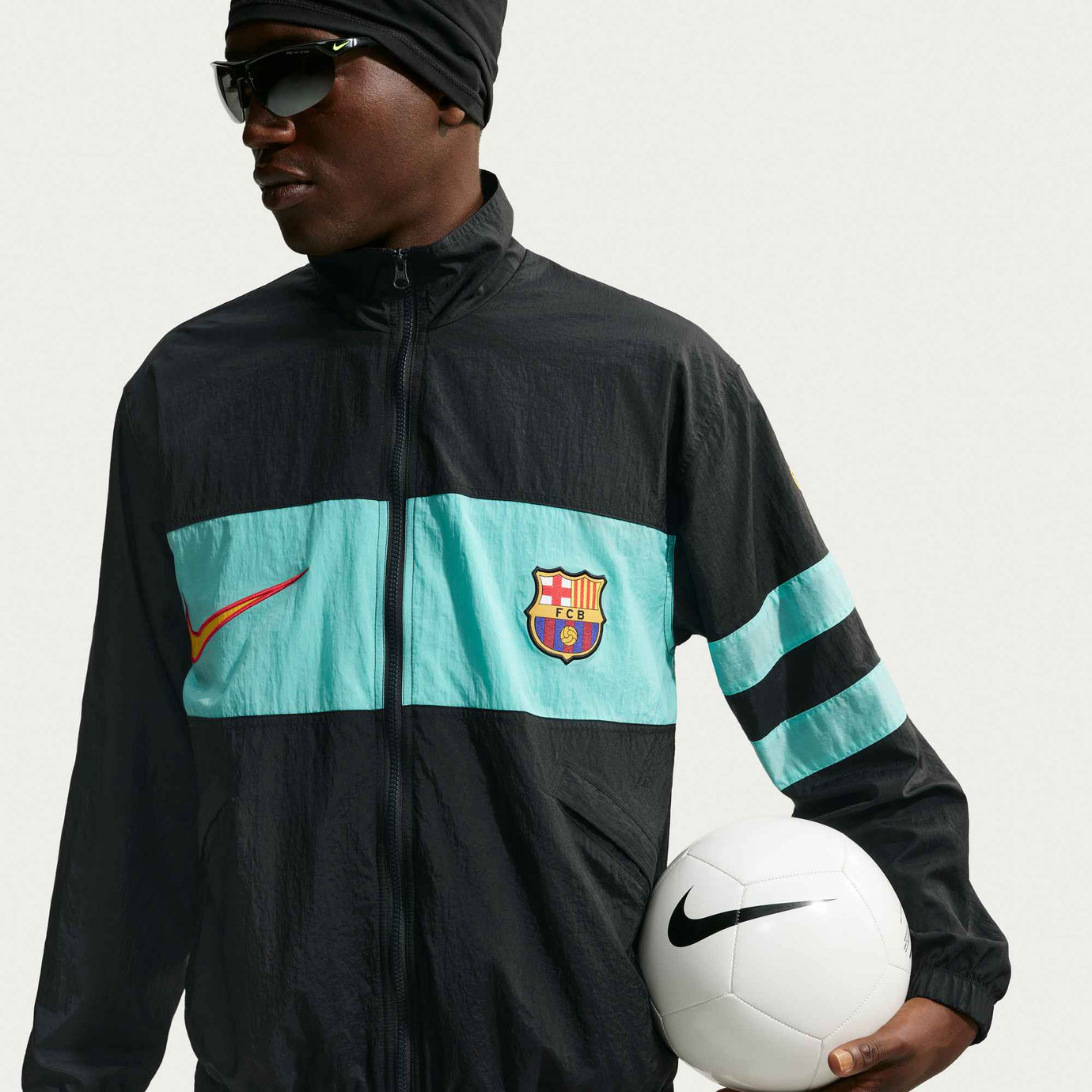 NIKE BARCELONA 26-27 REPEL TRACK JACKET BLACK/GREEN FROST