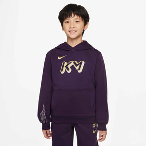 NIKE JR MBAPPE CLUB FLEECE HOODY GRAND PURPLE/IVORY
