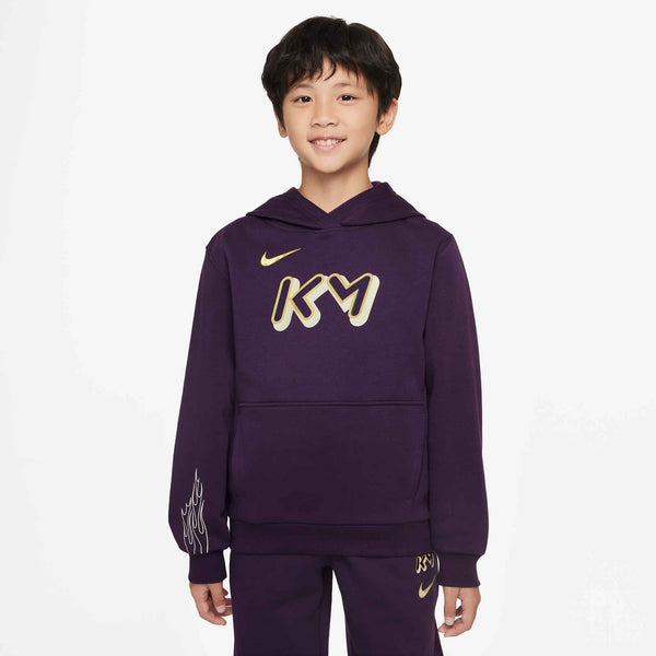 NIKE JR MBAPPE CLUB FLEECE HOODY GRAND PURPLE/IVORY