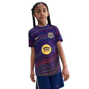 NIKE JR BARCELONA 25-26 PRE-MATCH JERSEY DEEP ROYAL/MIDWEST GOLD
