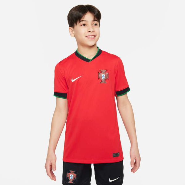 NIKE JR PORTUGAL EURO2024 HOME JERSEY UNIVERSITY RED/PINE GREEN