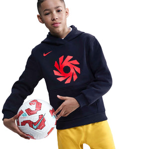 NIKE JR HAALAND CLUB FLEECE HOODY BLACKENED BLUE