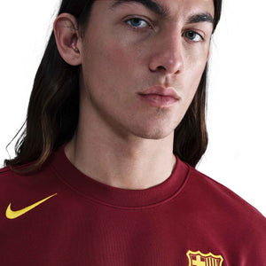 NIKE BARCELONA 25-26 CLUB FLEECE SWEATER TEAM RED/OPTI YELLOW