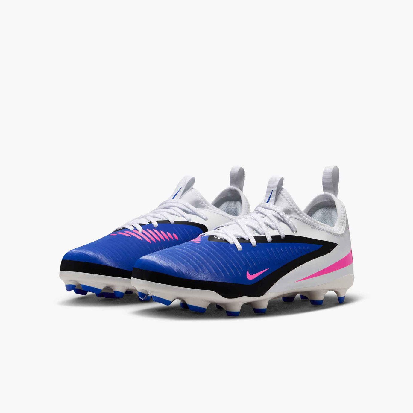 NIKE JR PHANTOM 6 LOW ACADEMY FG RACER BLUE/PINK BLAST