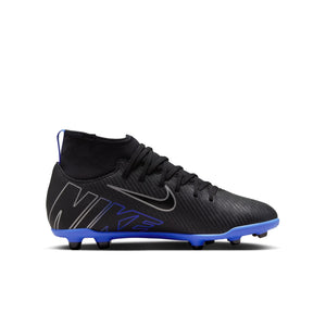 NIKE JR ZOOM MERCURIAL SUPERFLY 9 CLUB FG BLACK/CHROME/HYPER ROYAL