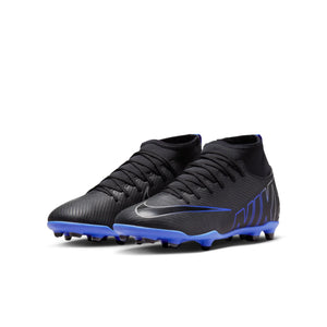 NIKE JR ZOOM MERCURIAL SUPERFLY 9 CLUB FG BLACK/CHROME/HYPER ROYAL