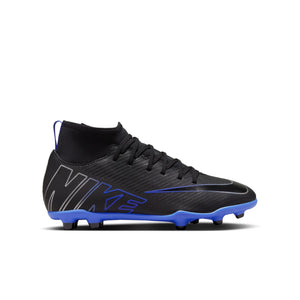 NIKE JR ZOOM MERCURIAL SUPERFLY 9 CLUB FG BLACK/CHROME/HYPER ROYAL