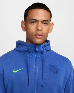 NIKE BARCELONA 24-25 CLUB FLEECE FULL-ZIP HOODY HYPER ROYAL/LIME BLAST