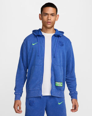 NIKE BARCELONA 24-25 CLUB FLEECE FULL-ZIP HOODY HYPER ROYAL/LIME BLAST