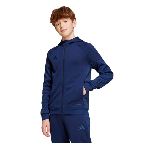 ADI JR TIRO 25 FULL ZIP HOODY TEAM NAVY BLUE