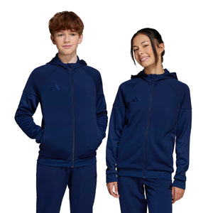 ADI JR TIRO 25 FULL ZIP HOODY TEAM NAVY BLUE