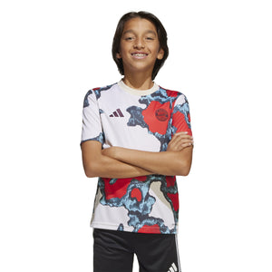 ADI JR BAYERN 24-25 PRE-MATCH JERSEY TEAM POWER RED/LIGHT AQUA