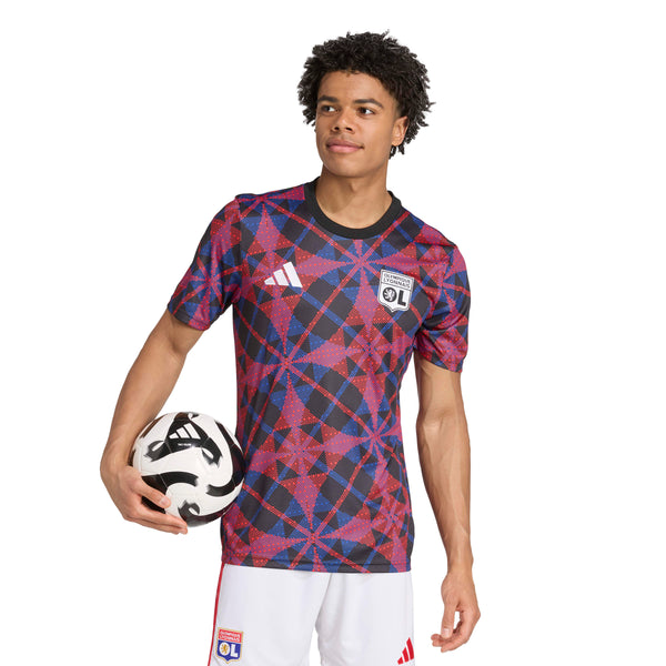 ADI LYON 25-26 PRE-MATCH JERSEY BLACK/RED/BLUE