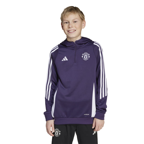 ADI JR MAN U 25-26 TR HOODY AURORA PLUM/WHITE