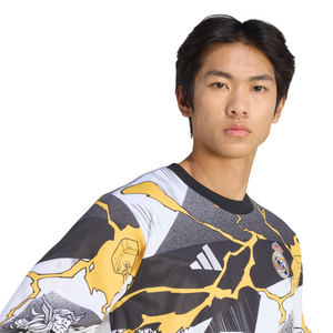 ADI REAL 25-26 PRE-MATCH WARM TOP WHITE/BLACK/BOLD GOLD