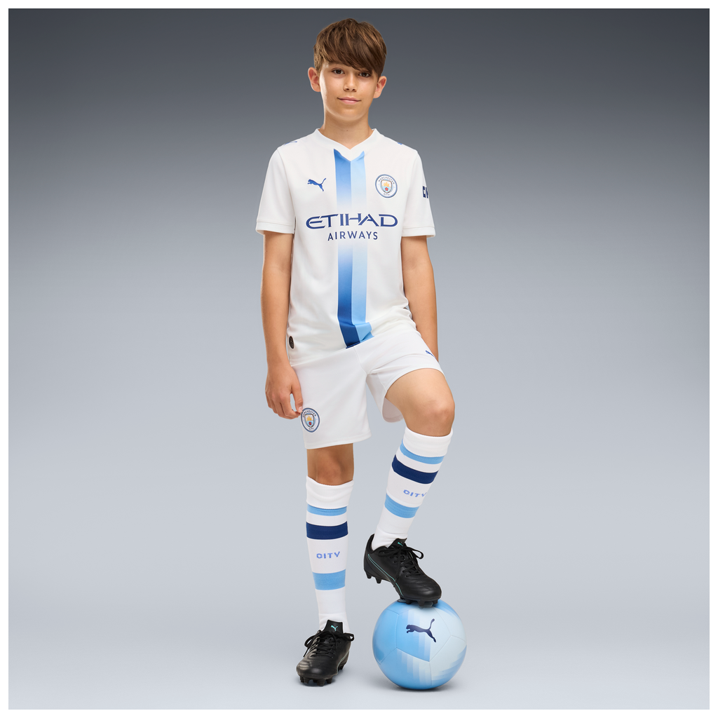 PUMA JR CITY 26-27 THIRD SHORT WHITE/BLAZING BLUE