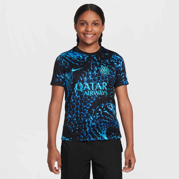 NIKE JR INTER 25-26 PRE-MATCH JERSEY CHLORINE BLUE/BLACK