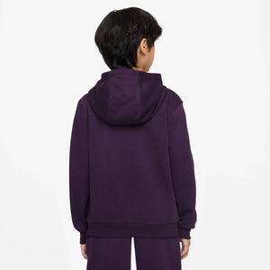 NIKE JR MBAPPE CLUB FLEECE HOODY GRAND PURPLE/IVORY
