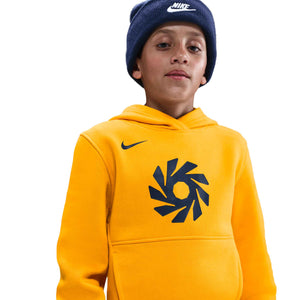NIKE JR HAALAND CLUB FLEECE HOODY UNIVERSITY GOLD