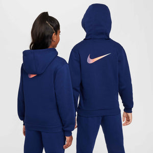 NIKE JR CR7 CLUB FLEECE HOODIE BLUE VOID/METALLIC GOLD