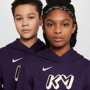 NIKE JR MBAPPE CLUB FLEECE HOODY GRAND PURPLE/IVORY
