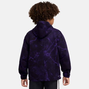 NIKE JR BARCELONA 26-27 FLEECE HOODIE BLACK/METALLIC GOLD