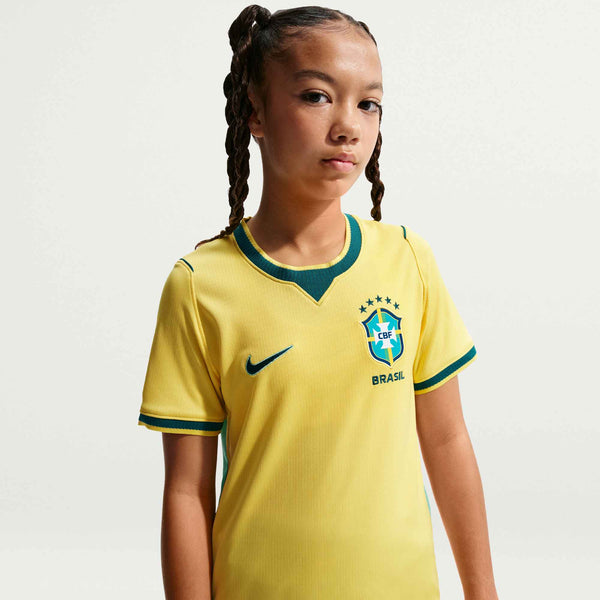 NIKE JR BRAZIL WC26 HOME JERSEY CANARY/LIGHT MENTA