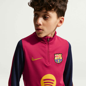 NIKE JR BARCELONA 26-27 STRIKE DRILL TOP NOBLE RED/MINERAL YELLOW