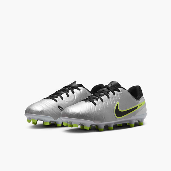 NIKE JR TIEMPO LEGEND 10 ACADEMY FG METALLIC SILVER/BLACK/VOLT