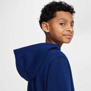 NIKE JR HAALAND CLUB FLEECE HOODY BLUE VOID/UNI BLUE