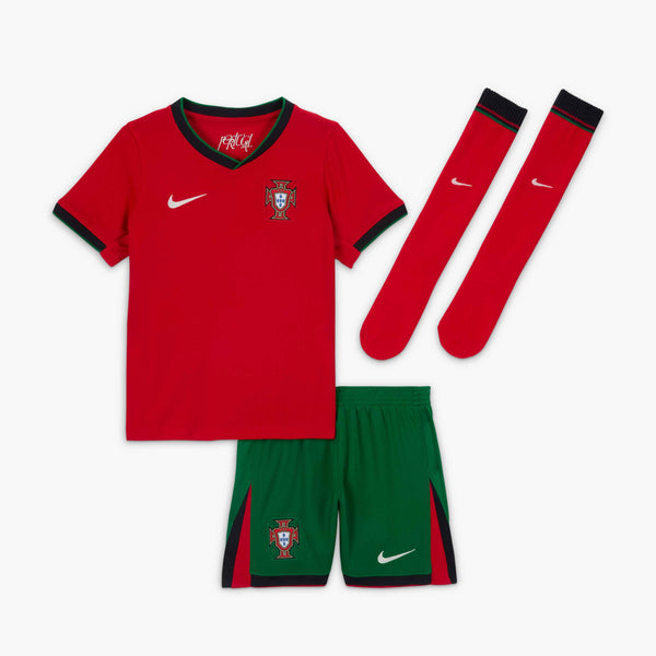 NIKE JR PORTUGAL EURO2024 LB HOME KIT UNIVERSITY RED/PINE GREEN