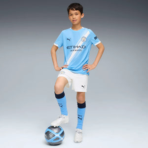 PUMA JR CITY 25-26 HOME SHORT WHITE/TEAM LIGHT BLUE