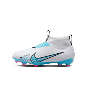 NIKE JR ZOOM MERCURIAL SUPERFLY 9 ACADEMY FG WHITE/BALTIC BLUE/PINK