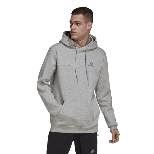 ADI STADIUM FLEECE BADGE OF SPORT HOODIE GREY